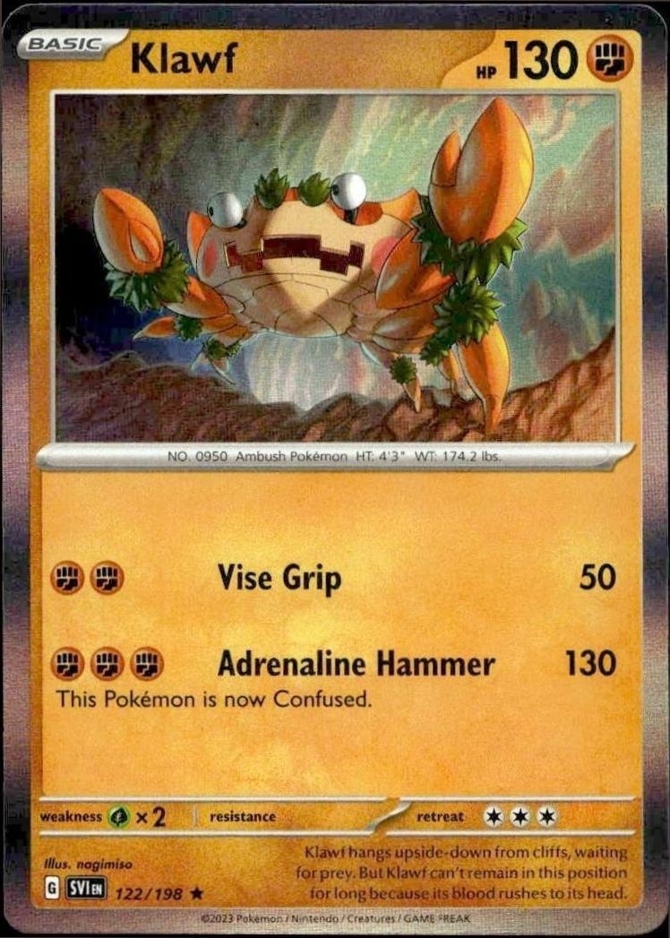 2023 Pokémon Scarlet & Violet Klawf #122/198 trading card