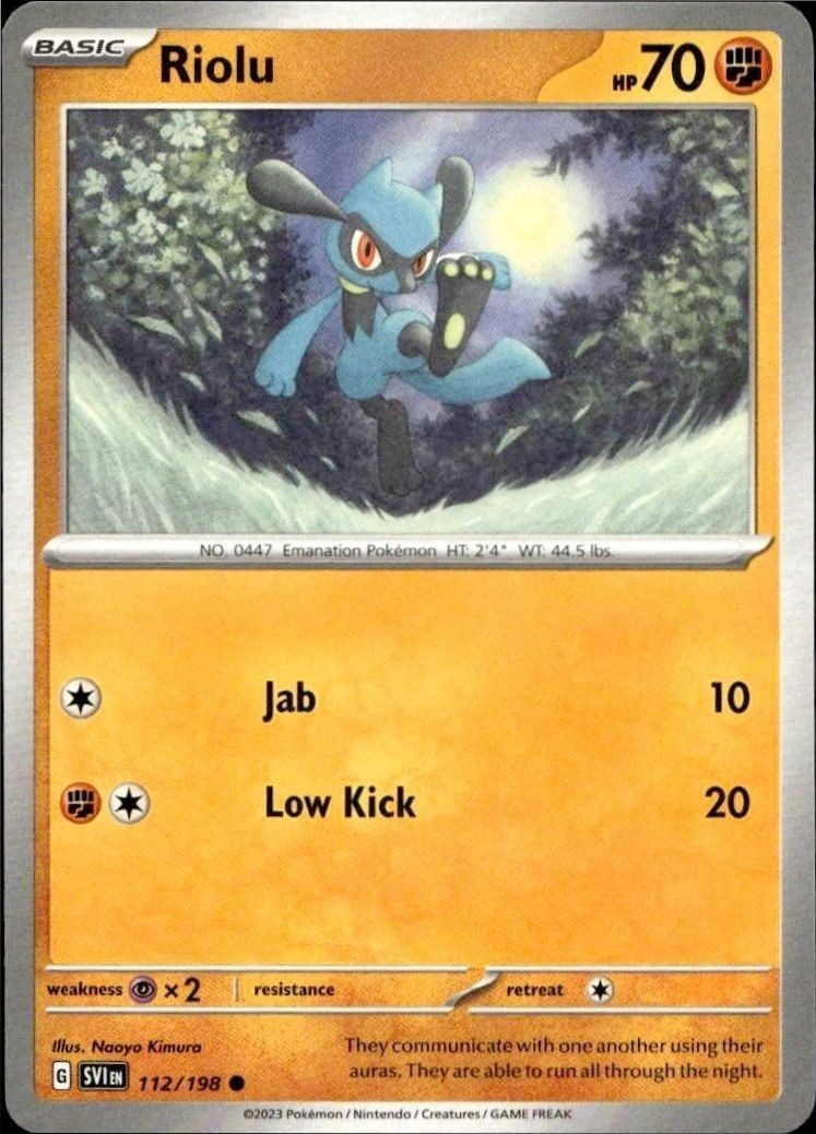 2023 Pokémon Scarlet & Violet Riolu #112/198 trading card