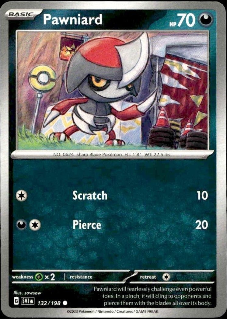 2023 Pokémon Scarlet & Violet Pawniard #132/198 Pokémon card front