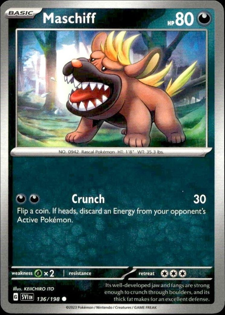 2023 Pokémon Scarlet & Violet Maschiff #136/198 Pokémon card front