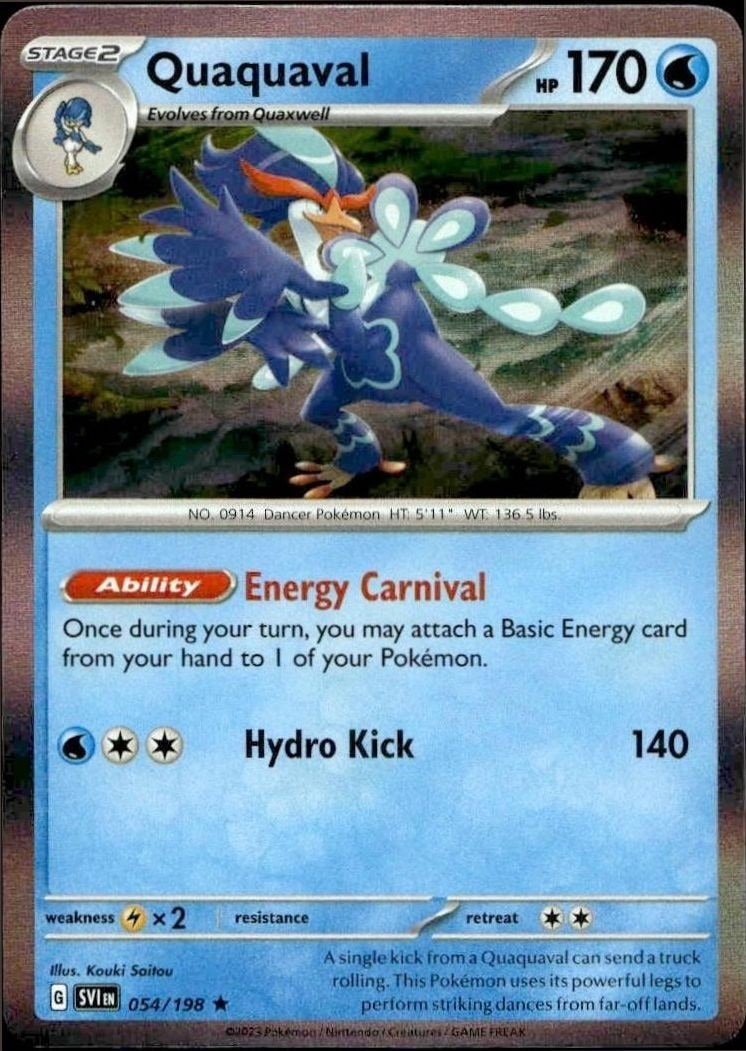 2023 Pokémon Scarlet & Violet Quaquaval #054/198 trading card