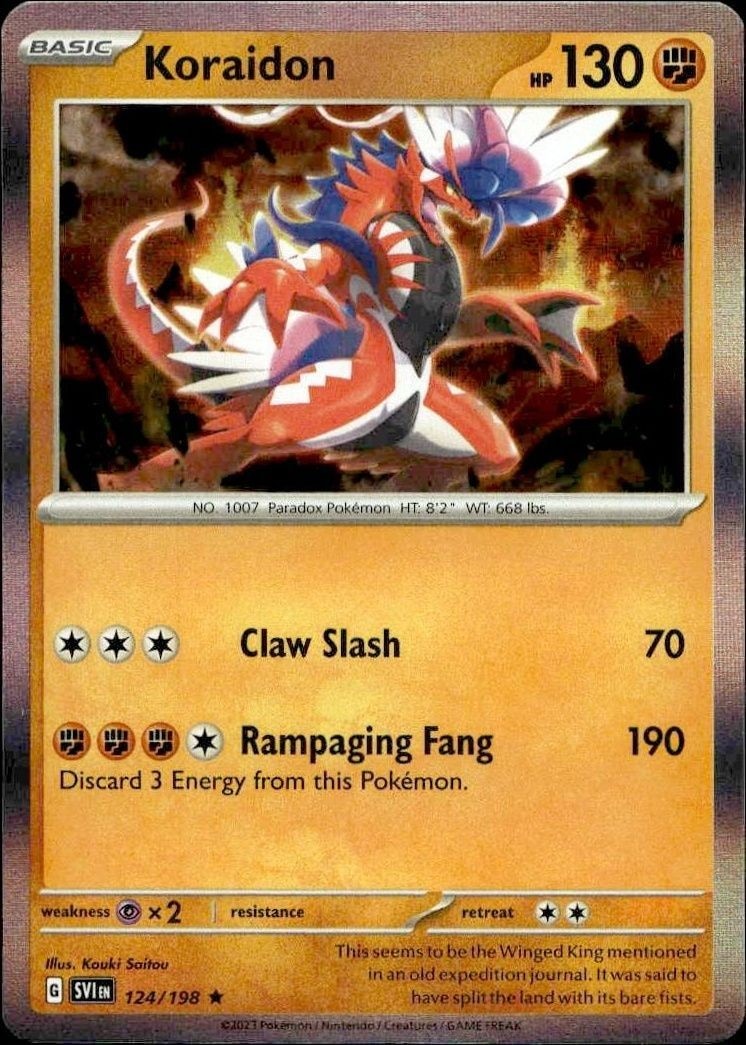 2023 Pokémon Scarlet & Violet Koraidon #124/198 Pokémon card front