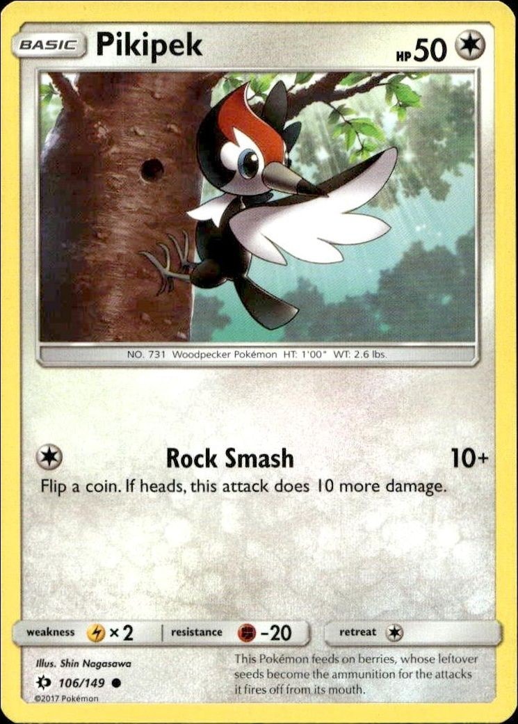 2017 Pokémon Sun & Moon Pikipek #106/149 trading card