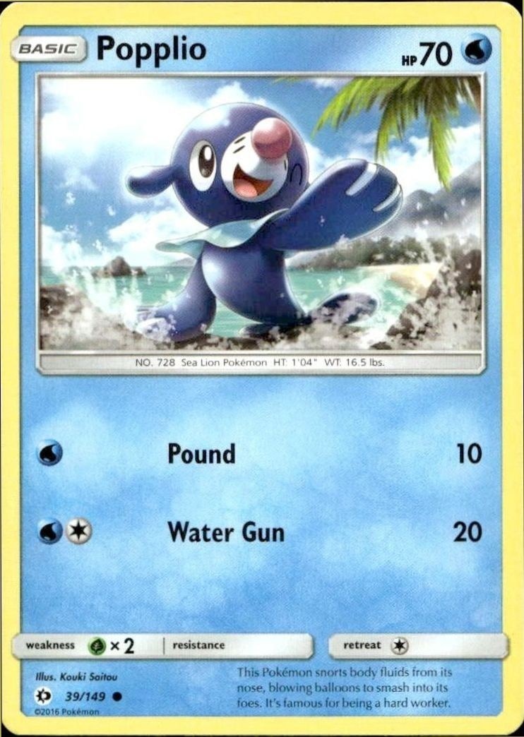 2017 Pokémon Sun & Moon Popplio #039/149 trading card