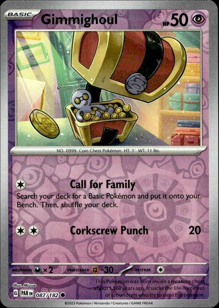 2023 Pokémon Paradox Rift Gimmighoul #087/182 Pokémon card front