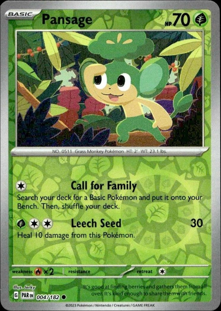 2023 Pokémon Paradox Rift Pansage #004/182 trading card