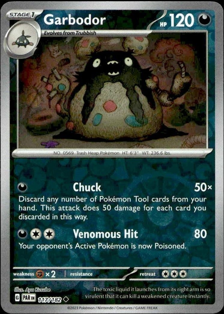 2023 Pokémon Paradox Rift Garbodor #117/182 trading card