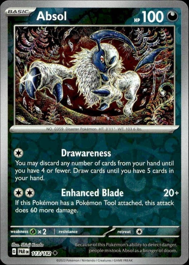 2023 Pokémon Paradox Rift Absol #113/182 trading card
