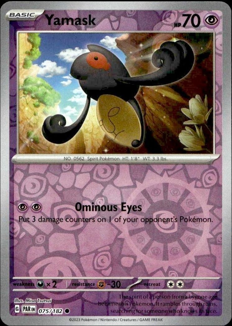 2023 Pokémon Paradox Rift Yamask #075/182 Pokémon card front