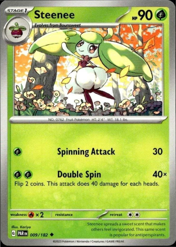 2023 Pokémon Paradox Rift Steenee #009/182 Pokémon card front