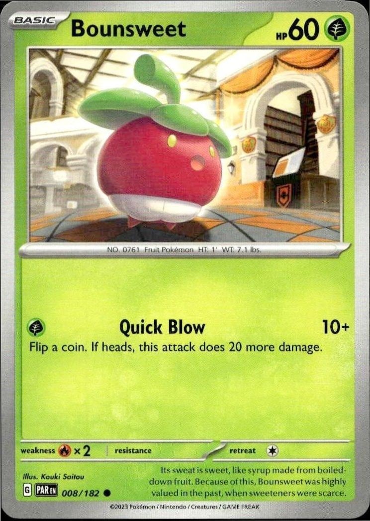 2023 Pokémon Paradox Rift Bounsweet #008/182 trading card