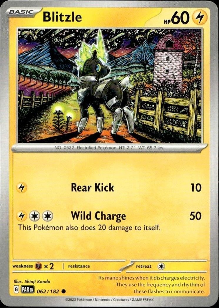 2023 Pokémon Paradox Rift Blitzle #062/182 trading card