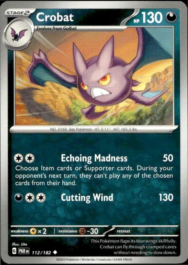 2023 Pokémon Paradox Rift Crobat #112/182 Pokémon card front