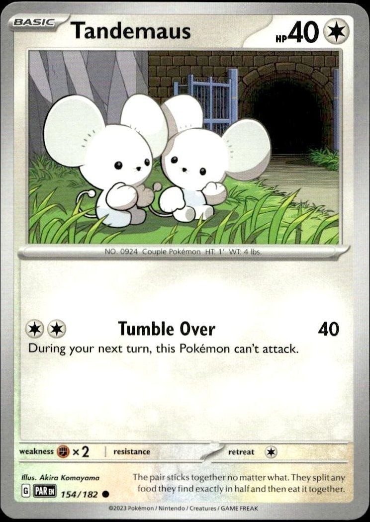 2023 Pokémon Paradox Rift Tandemaus #154/182 trading card