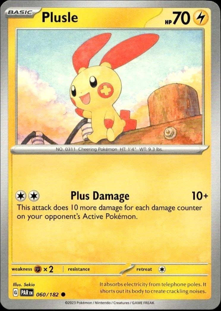 2023 Pokémon Paradox Rift Plusle #060/182 trading card