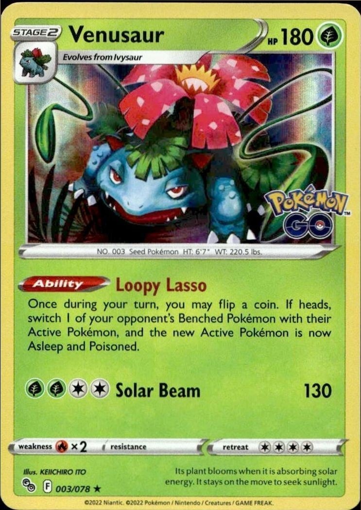2022 Pokémon Pokémon GO Venusaur #003/078 trading card