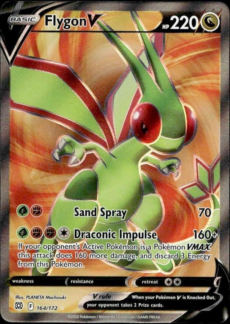 2022 Pokémon Brilliant Stars Flygon V #164/172 trading card