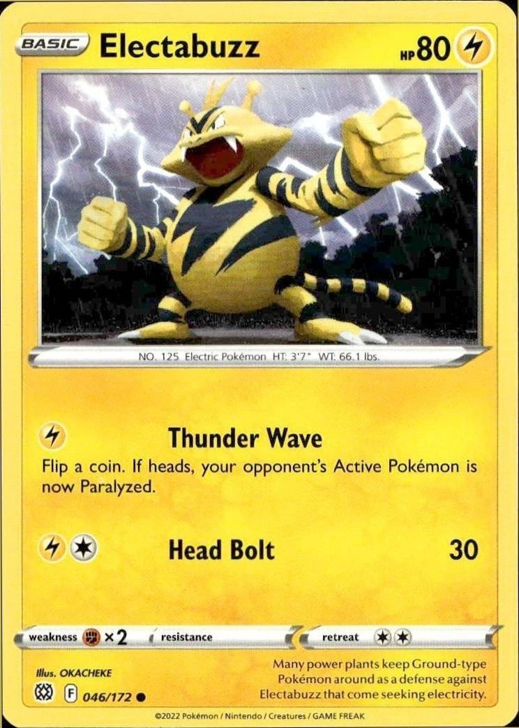 2022 Pokémon Brilliant Stars Electabuzz #046/172 trading card