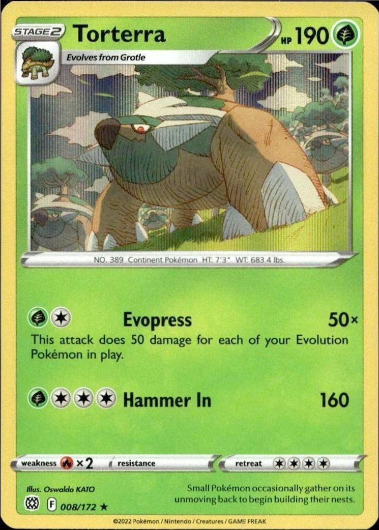 2022 Pokémon Brilliant Stars Torterra #008/172 trading card