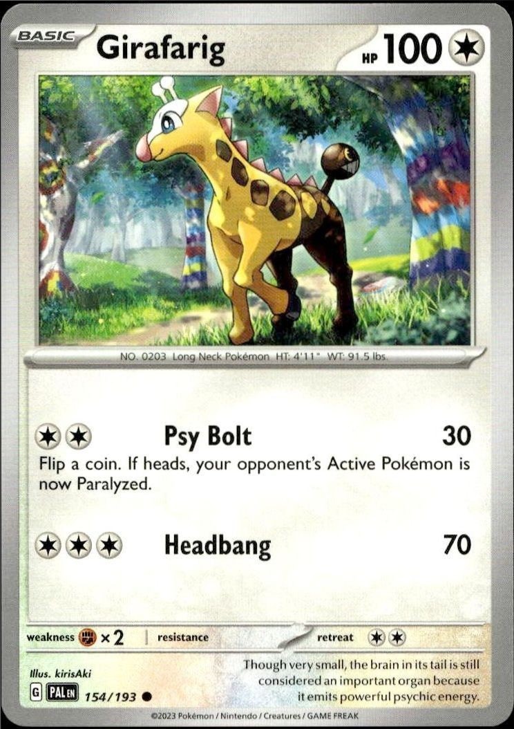 2023 Pokémon Paldea Evolved Girafarig #154/193 trading card