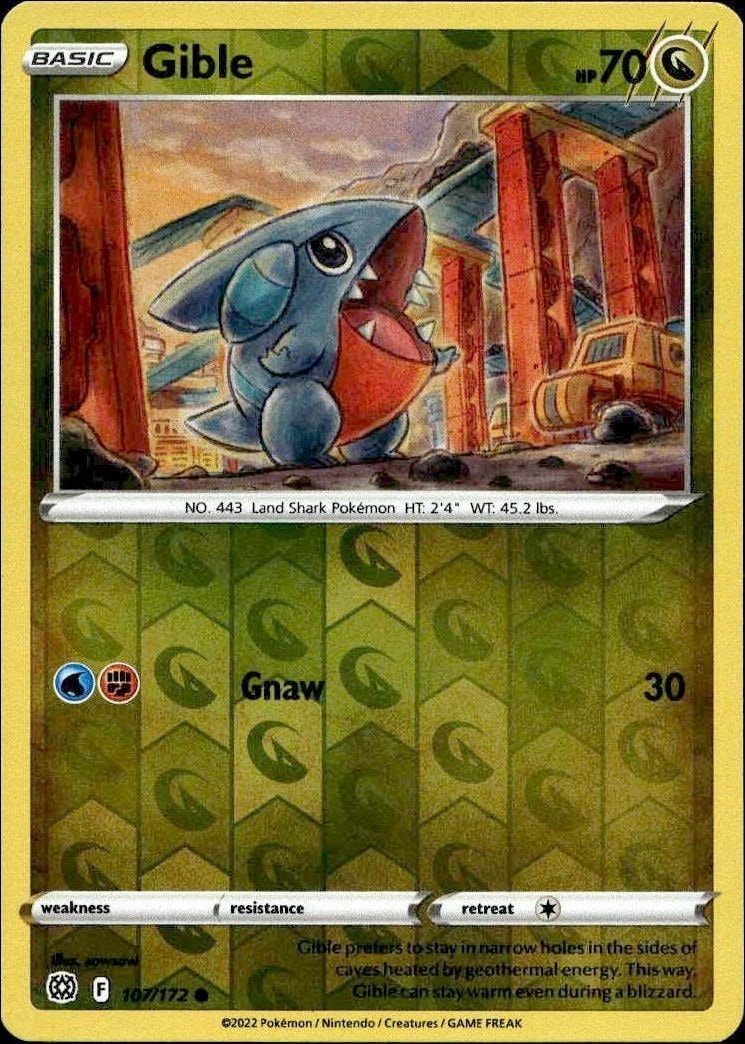 2022 Pokémon Brilliant Stars Gible #107/172 trading card