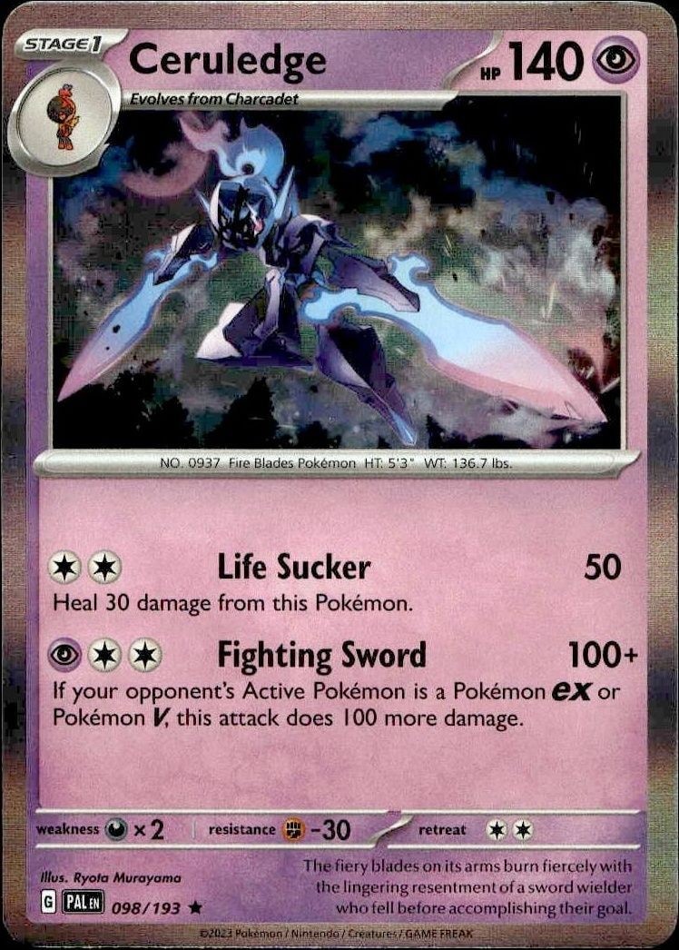 2023 Pokémon Paldea Evolved Ceruledge #098/193 trading card