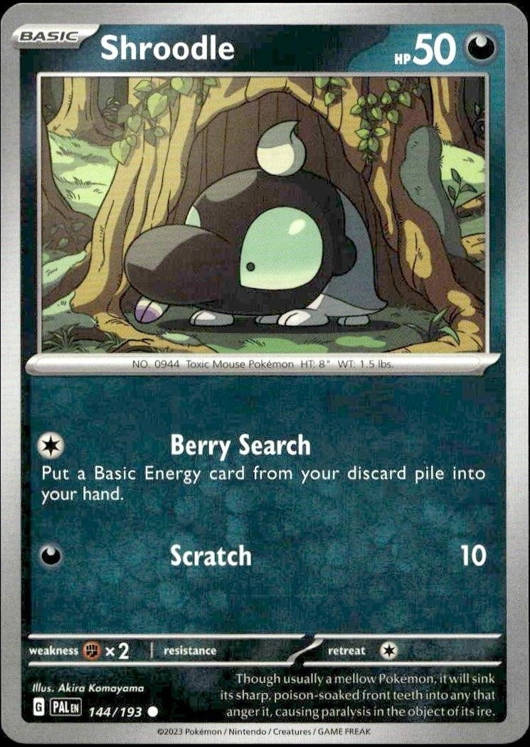 2023 Pokémon Paldea Evolved Shroodle #144/193 trading card
