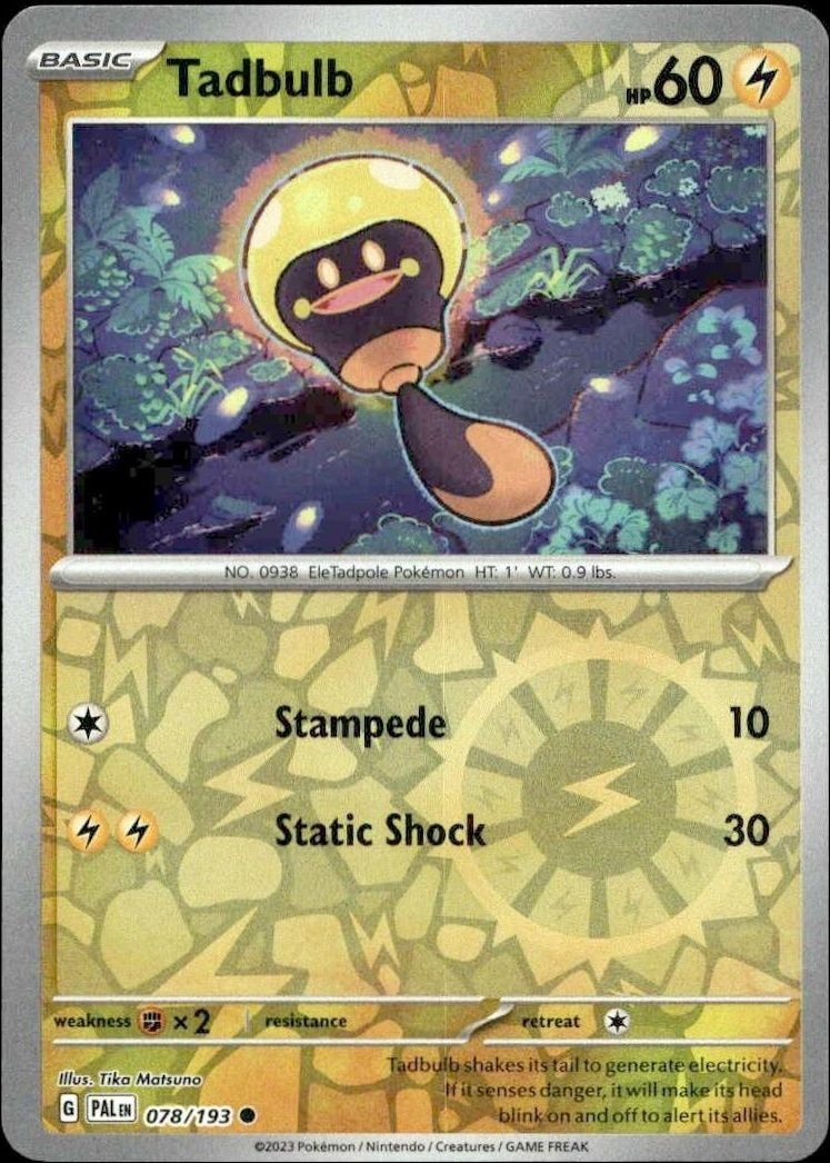 2023 Pokémon Paldea Evolved Tadbulb #078/193 trading card