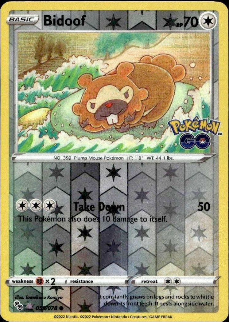 2022 Pokémon Pokémon GO Bidoof #059/078 trading card