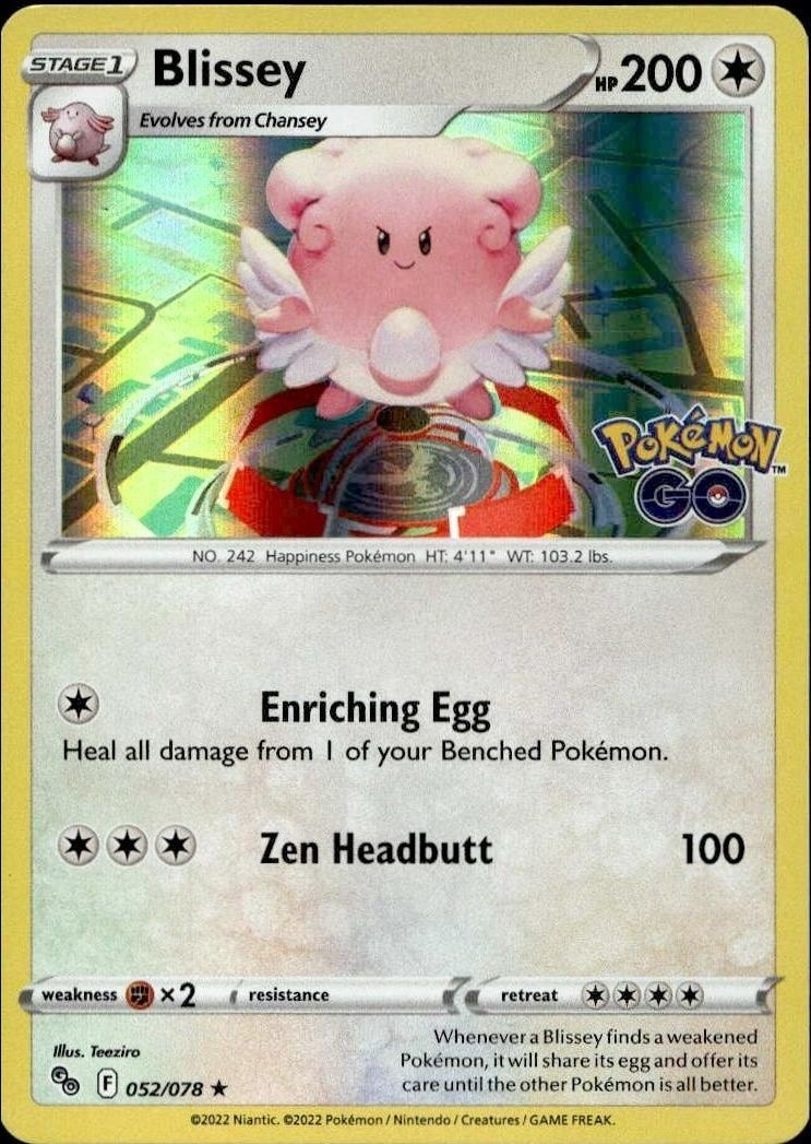 2022 Pokémon Go Blissey #052/078 Pokémon card front