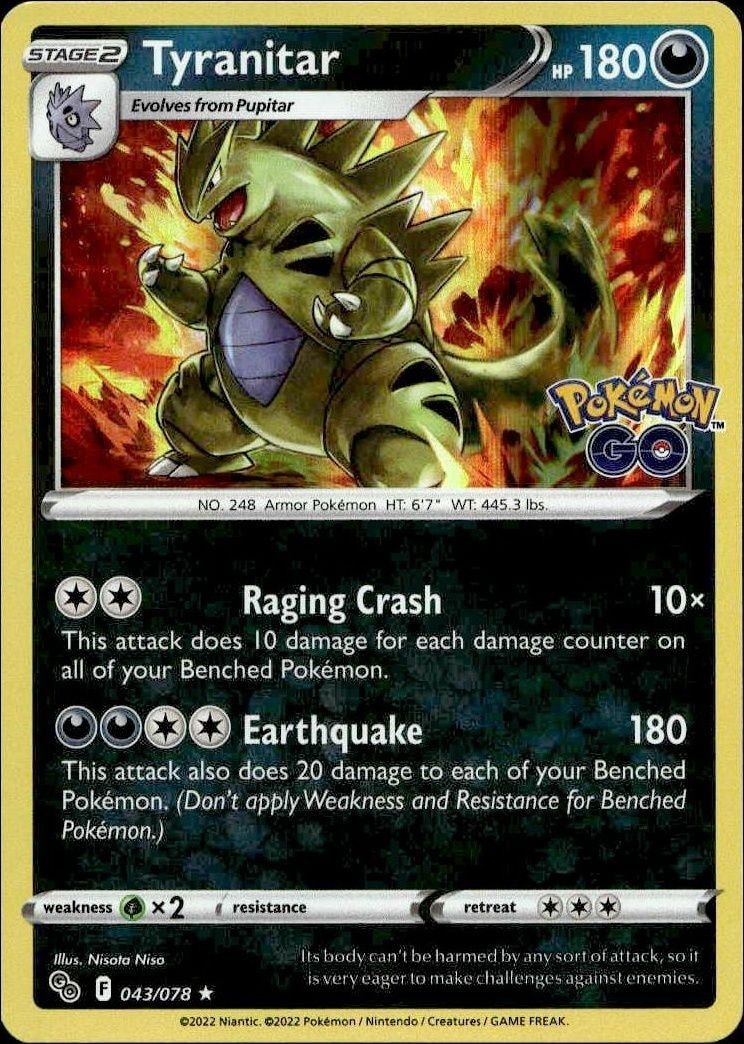 2022 Pokémon Pokémon GO Tyranitar #043/078 trading card
