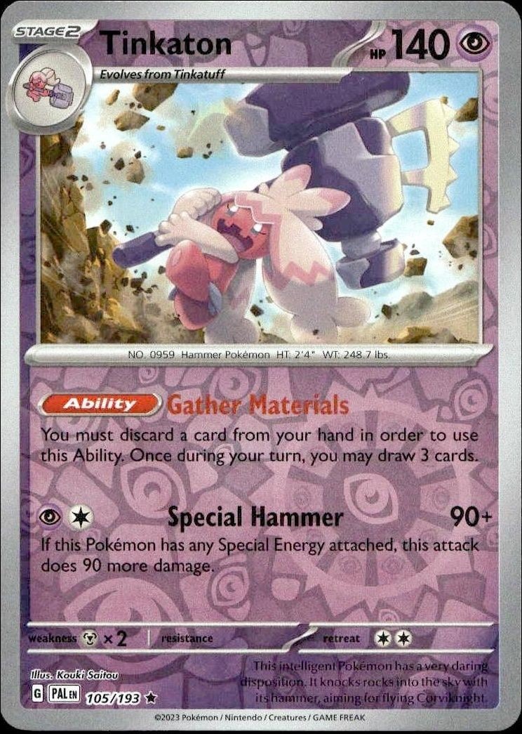 2023 Pokémon Paldea Evolved Tinkaton #105/193 trading card