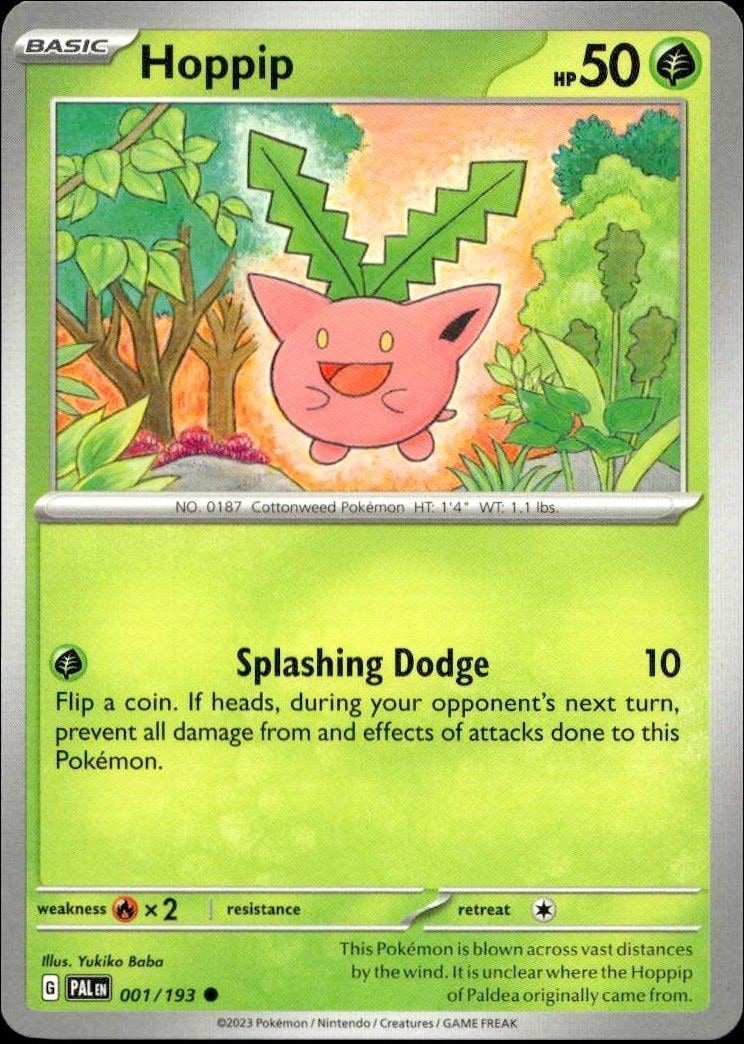 2023 Pokémon Paldea Evolved Hoppip #001/193 trading card