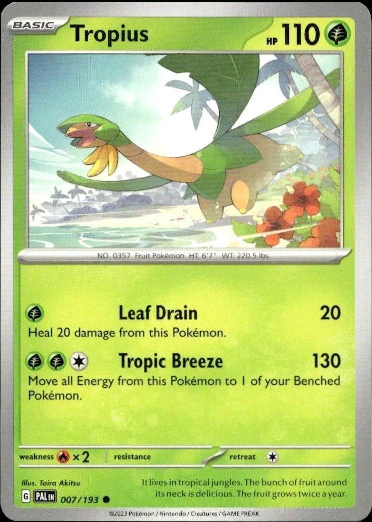 2023 Pokémon Paldea Evolved Tropius #007/193 Pokémon card front