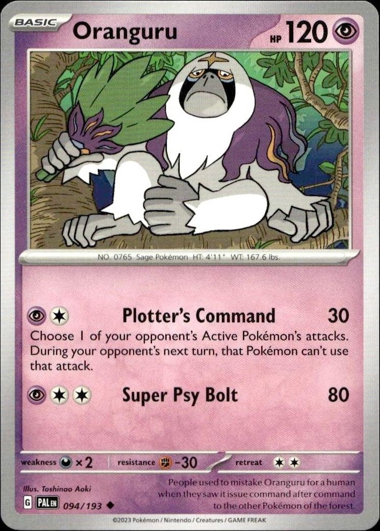 2023 Pokémon Paldea Evolved Oranguru #094/193 trading card