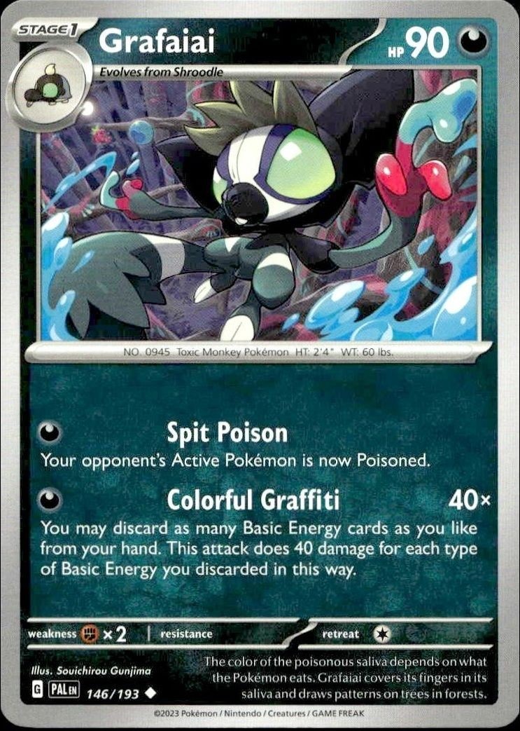 2023 Pokémon Paldea Evolved Grafaiai #146/193 Pokémon card front