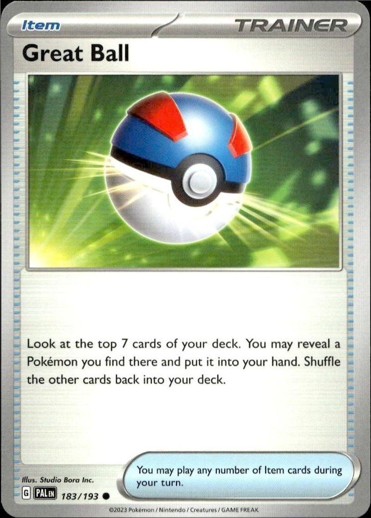 2023 Pokémon Paldea Evolved Great Ball #183/193 Pokémon card front