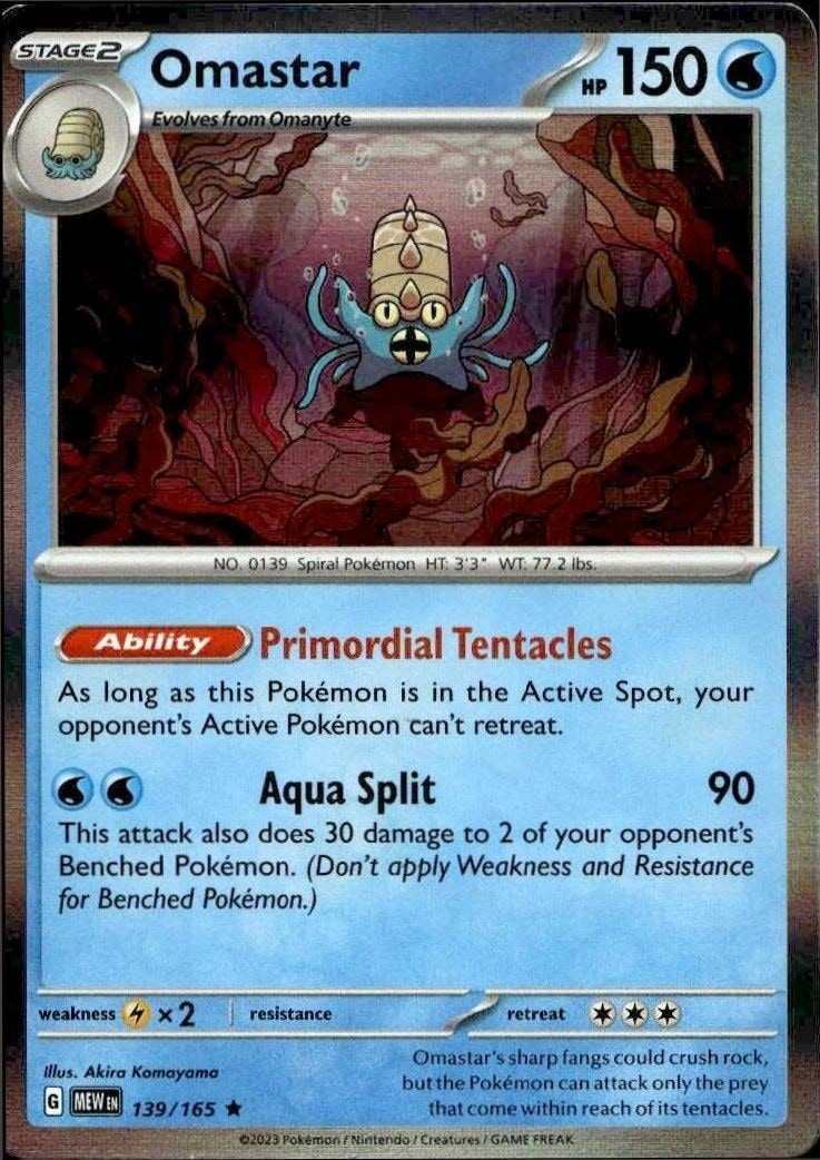 2023 Pokémon 151 Omastar #139/165 trading card