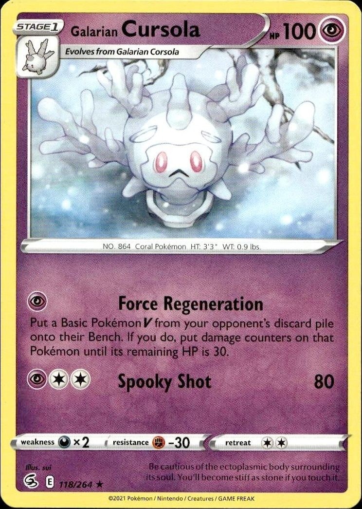 2021 Pokémon Fusion Strike Galarian Cursola #118/264 Pokémon card front