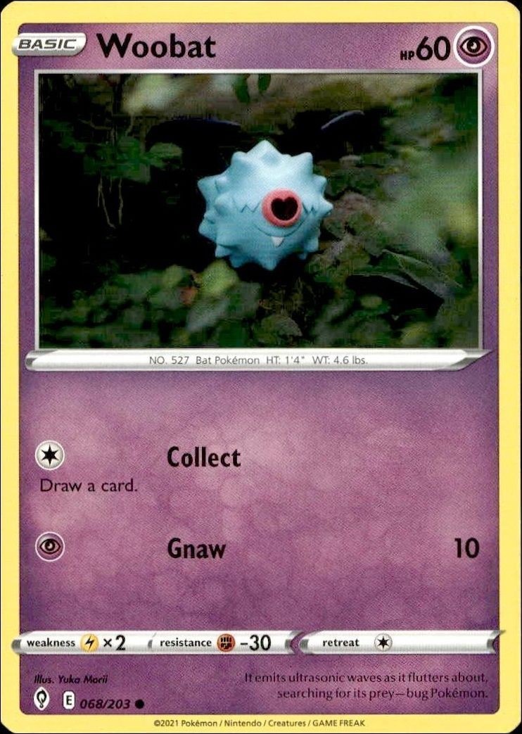 2021 Pokémon Evolving Skies Woobat #068/203 trading card