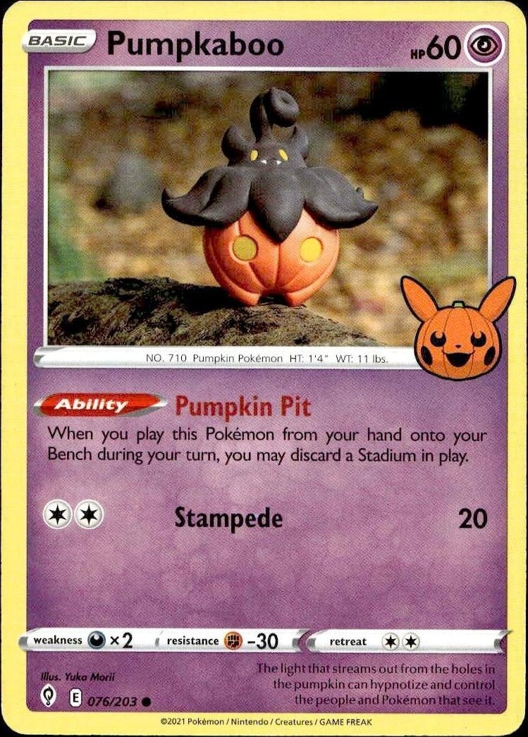 2021 Pokémon Evolving Skies Pumpkaboo #076/203 trading card