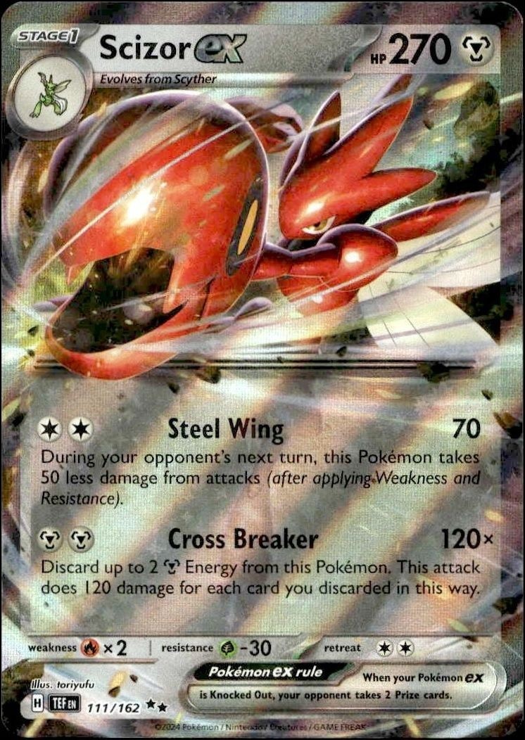 2024 Pokémon Temporal Forces Scizor ex #111/162 trading card