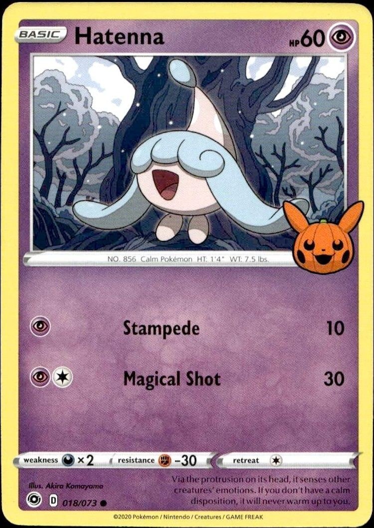 2020 Pokémon Champion's Path Hatenna #018/073 trading card