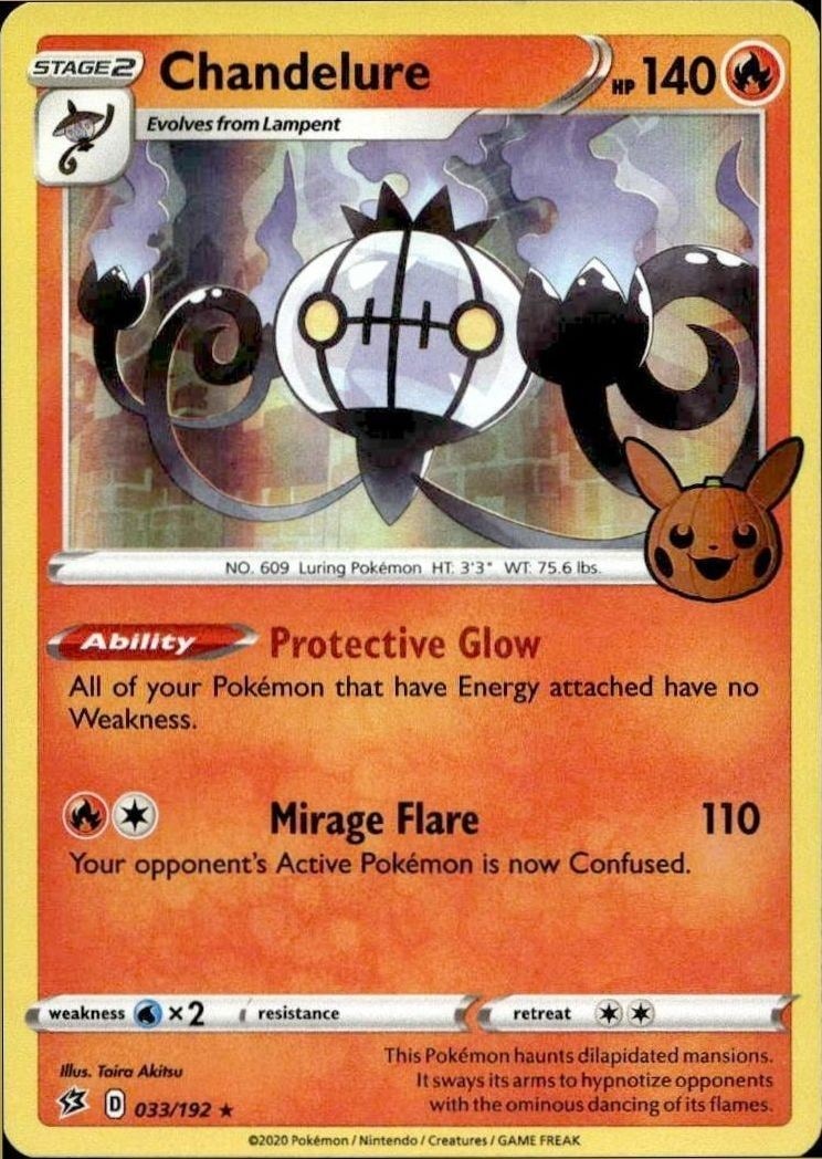 2020 Pokémon Rebel Clash Chandelure #033/192 trading card