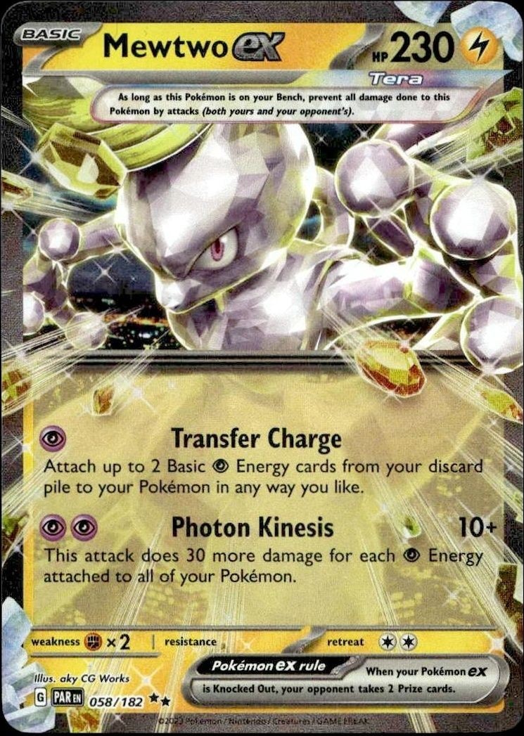 2023 Pokémon Paradox Rift Mewtwo ex #058/182 trading card