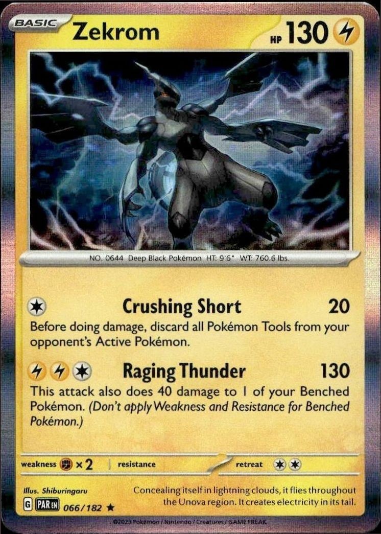 2023 Pokémon Paradox Rift Zekrom #066/182 trading card