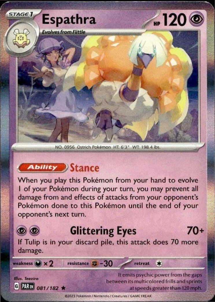 2023 Pokémon Paradox Rift Espathra #081/182 Pokémon card front