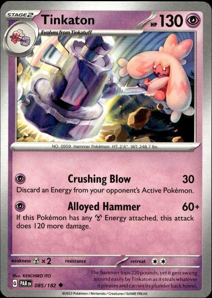 2023 Pokémon Paradox Rift Tinkaton #085/182 Pokémon card front