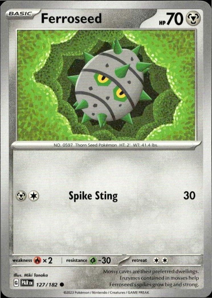 2023 Pokémon Paradox Rift Ferroseed #127/182 trading card