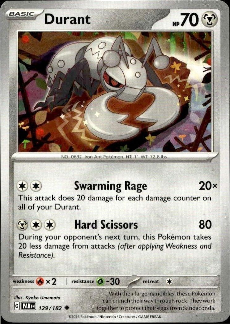 2023 Pokémon Paradox Rift Durant #129/182 Pokémon card front